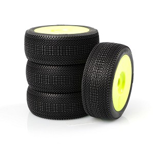 TZO Tires 501 1/8 Buggy Pre-Glued Tire Set (Yellow) (Ultra Clay) (4)