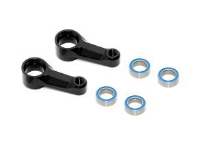 Xray X4 Aluminum Dual Steering Arm - Black + Ball-bearings (2)
