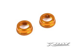Xray T4 Aluminum Shock Cap-Nut With Vent Hole - Orange (2)